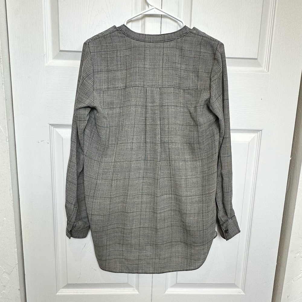 Theory Orvinio Pinedale Grey Glen Plaid Wool Blend Blouse Size P EUC - Picture 4 of 8
